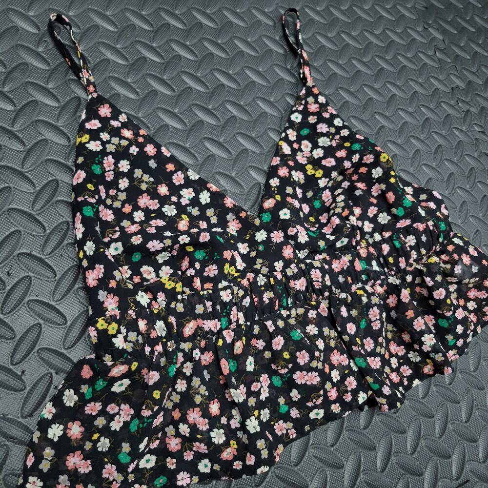 Blue Blush Floral Peplum Cami Top Size Small Cottagecore Coquette Y2K Festival